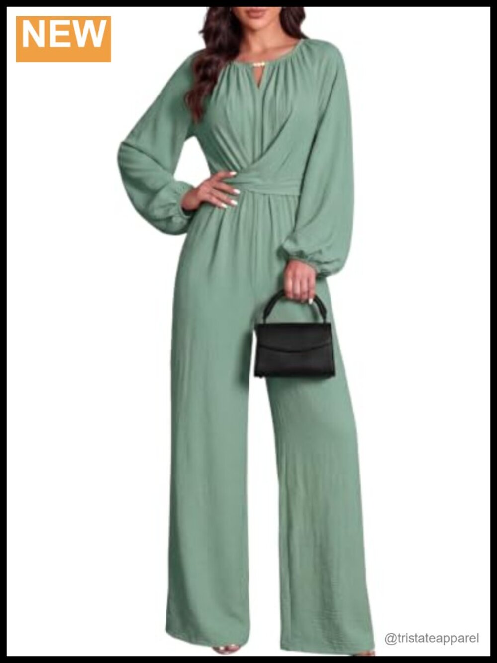 Pink Queen Womens Long Sleeve High Waist Jumpsuit Casual Romper